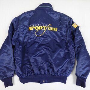 Vintage Canadian Sport Fishing Jacket Men's XL Astro Sportswear Satin Bomber 90s